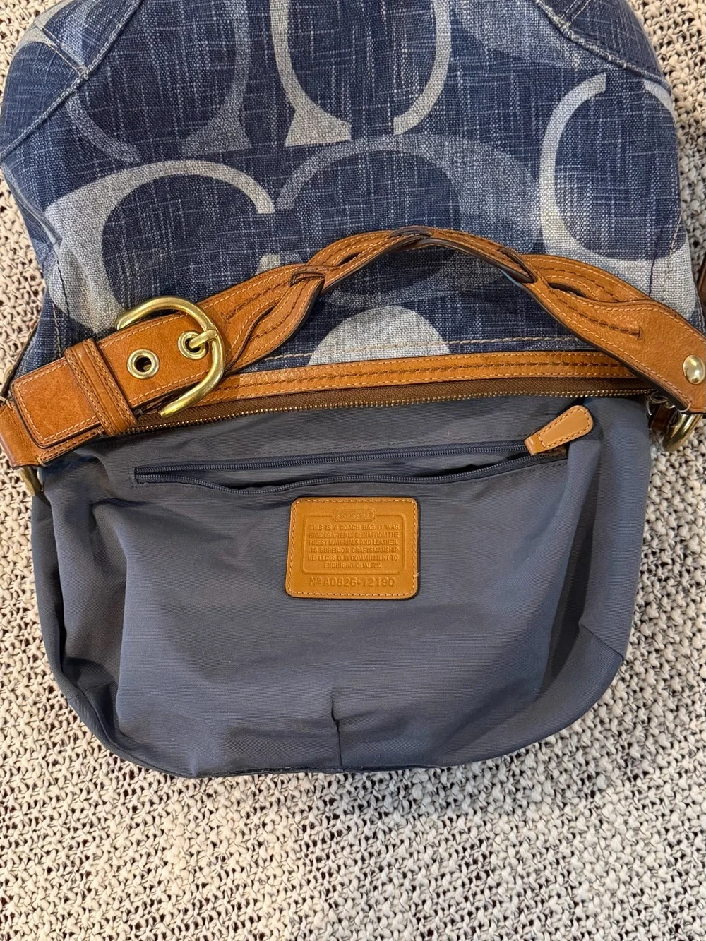 Coach Denim Signature Hobo Shoulder Bag in Blue Denim